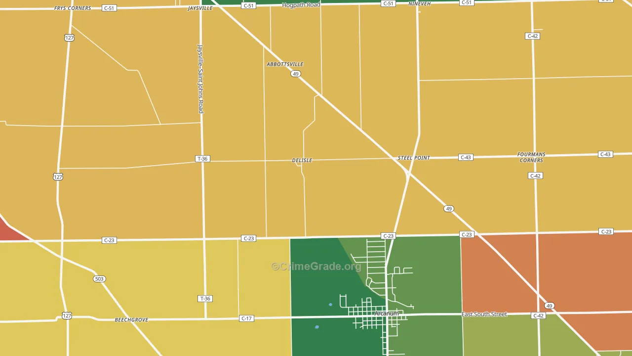 Delisle, OH Map of Assault Rates