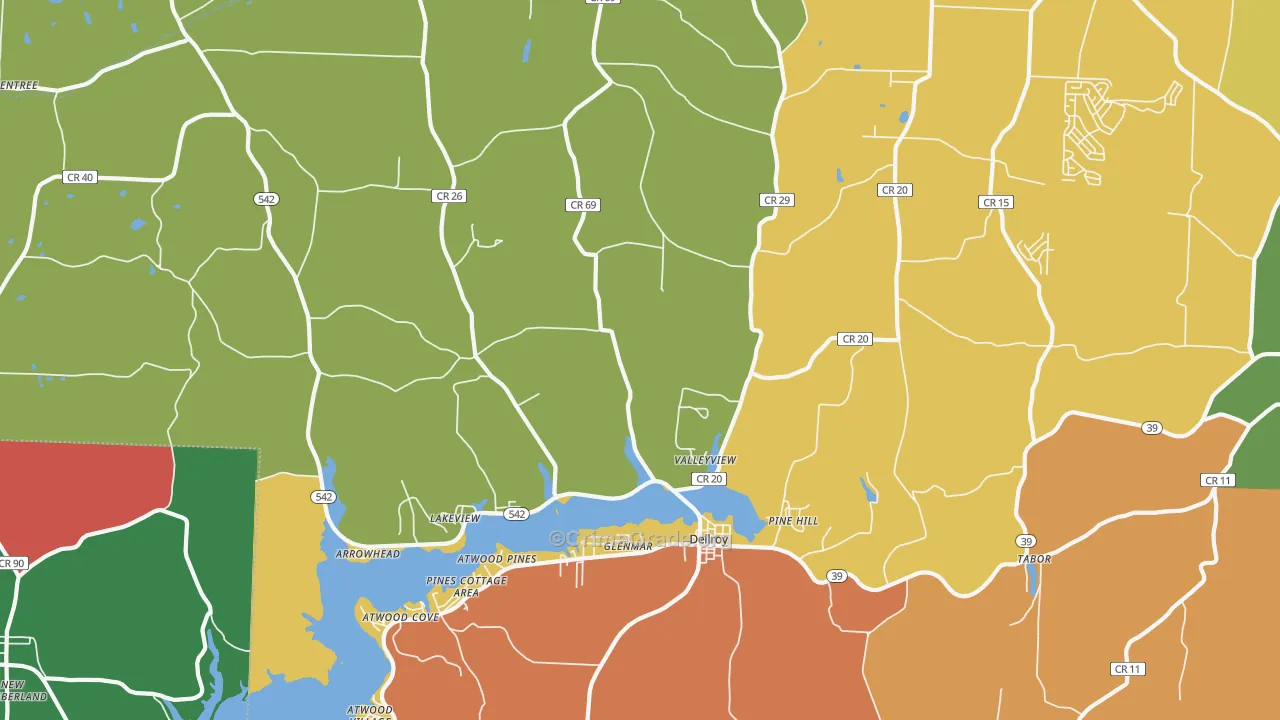 Dellroy, OH Map of Assault Rates