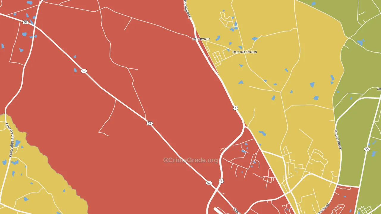 Dellwood, GA Map of Assault Rates