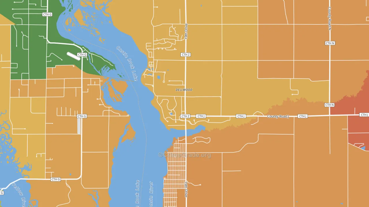 Dellwood, WI Map of Assault Rates