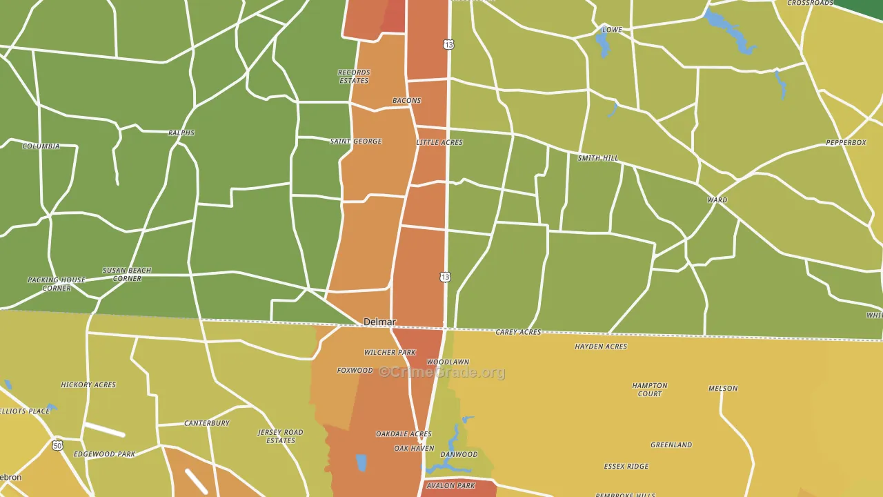 Delmar, DE Map of Assault Rates