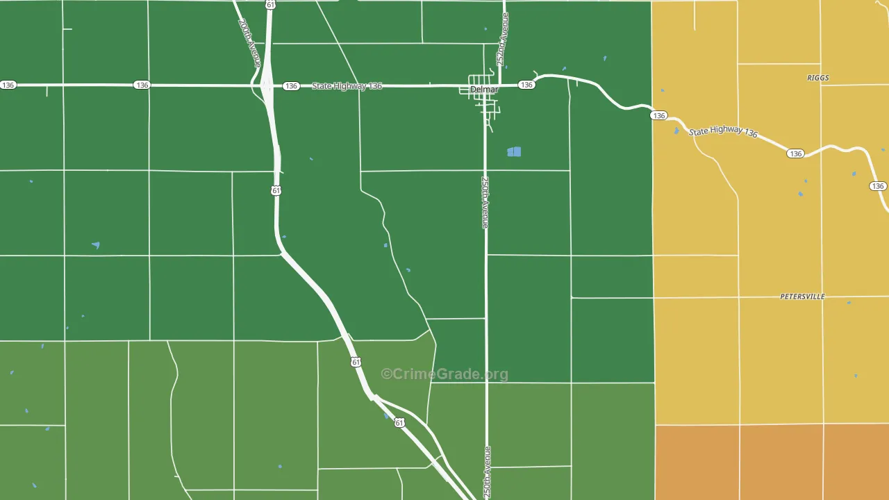 Delmar, IA Map of Assault Rates