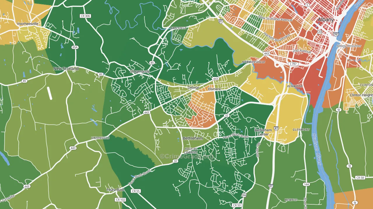 Delmar, NY Map of Assault Rates