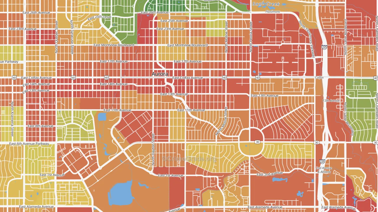 Delmar Parkway, Aurora, CO Map of Assault Rates