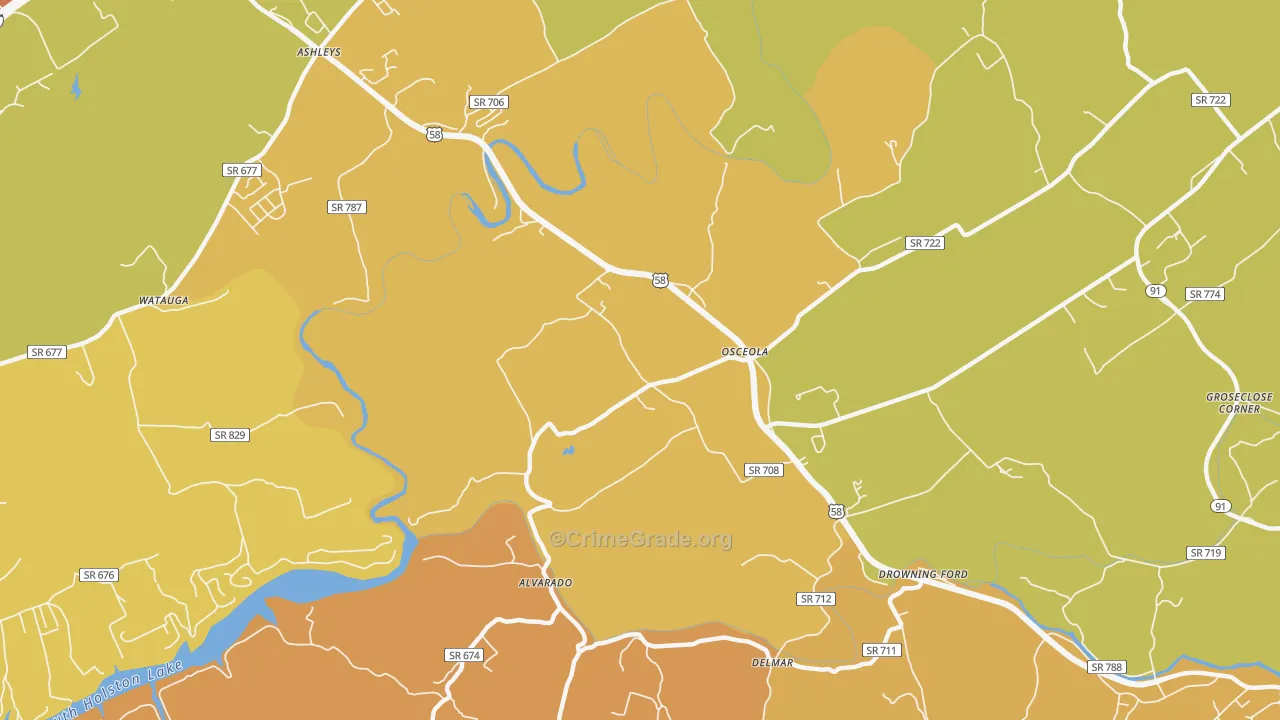 Delmar, VA Map of Assault Rates