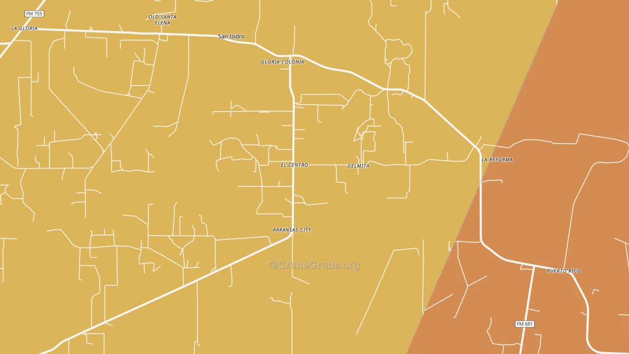 Delmita, TX Map of Assault Rates