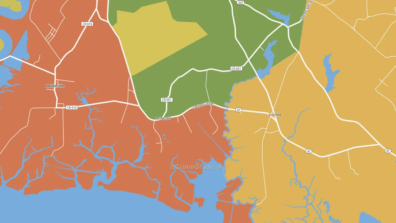 Delmont, NJ Map of Assault Rates