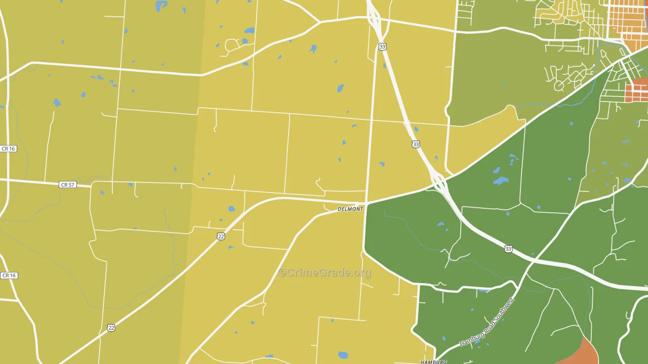Delmont, OH Map of Assault Rates