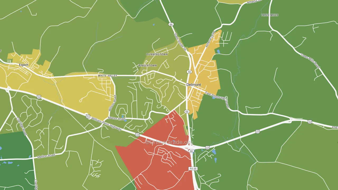 Delmont, PA Map of Assault Rates