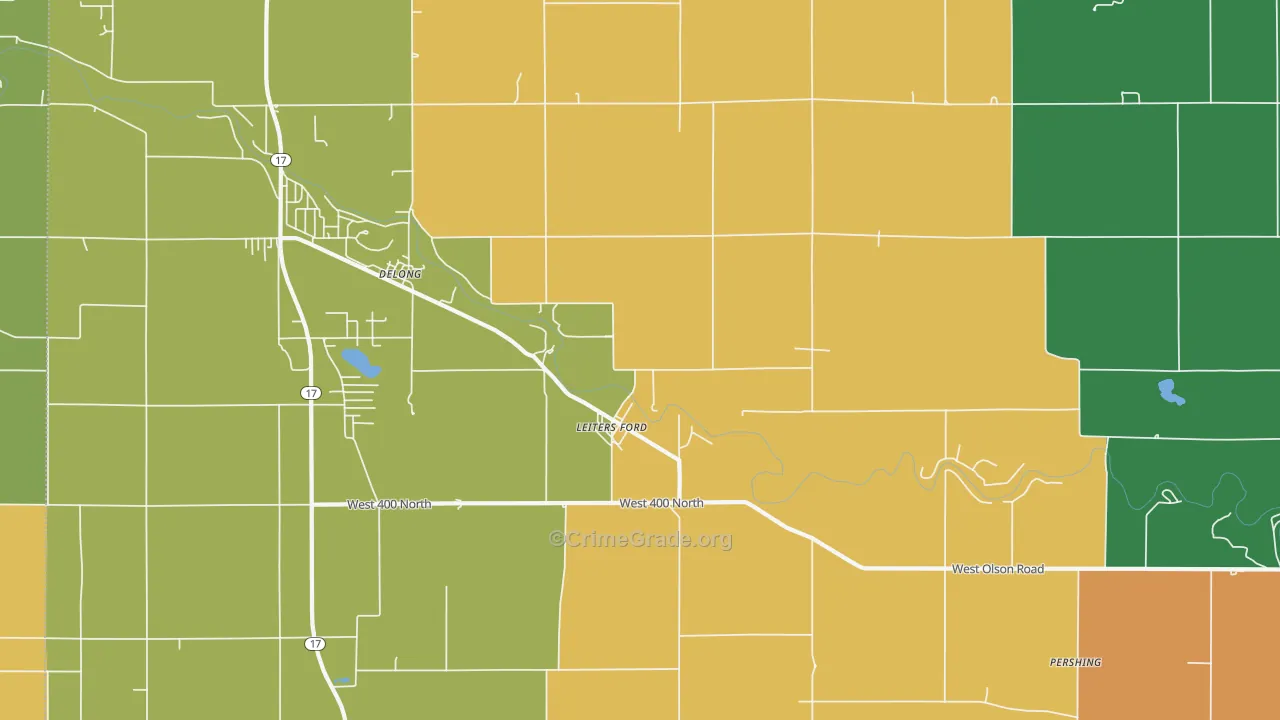Delong, IN Map of Assault Rates