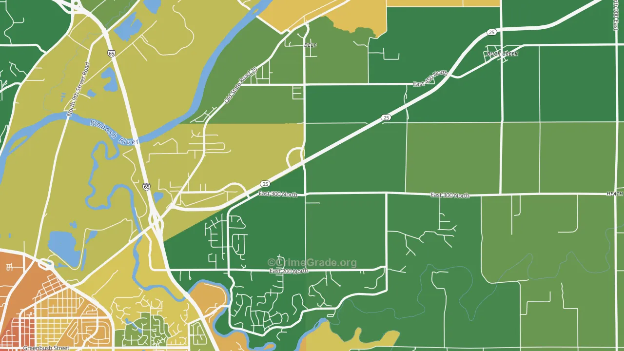 Delp, IN Map of Assault Rates
