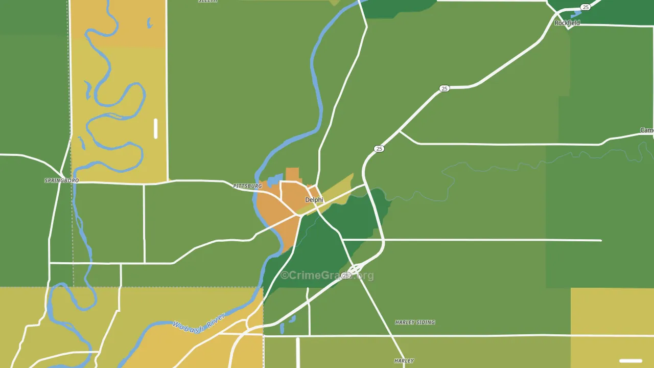Delphi, IN Map of Assault Rates