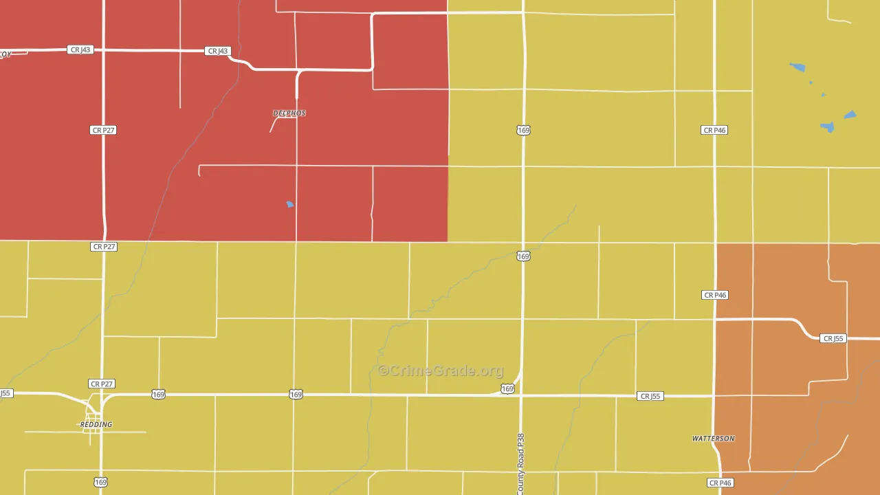 Delphos, IA Map of Assault Rates