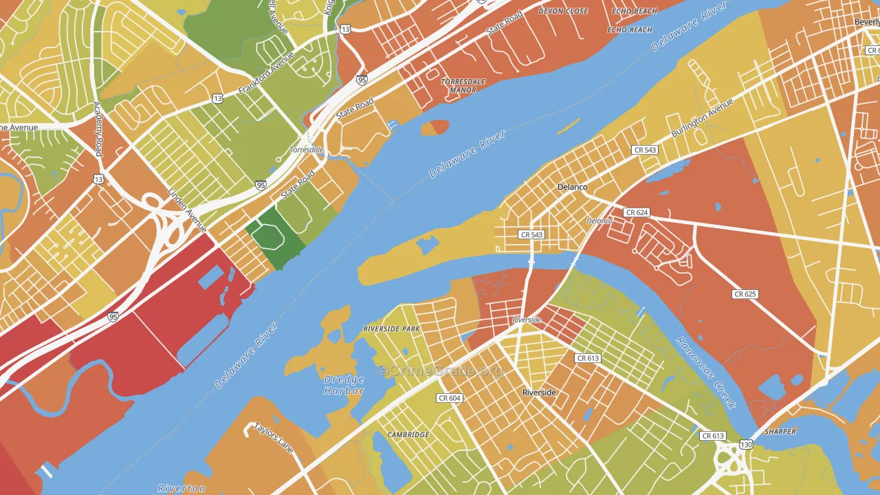 Delran, NJ Map of Assault Rates