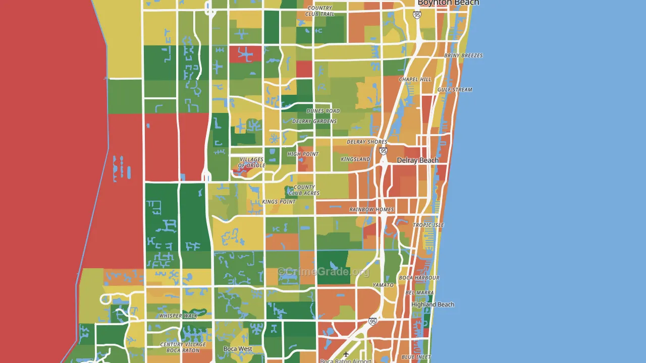Delray Beach, FL Map of Assault Rates
