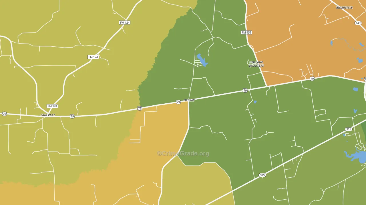 Delray, TX Map of Assault Rates
