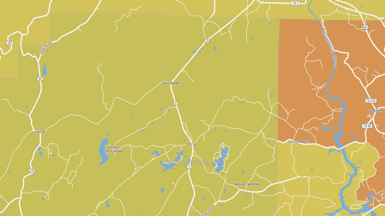 Delta, AL Map of Assault Rates