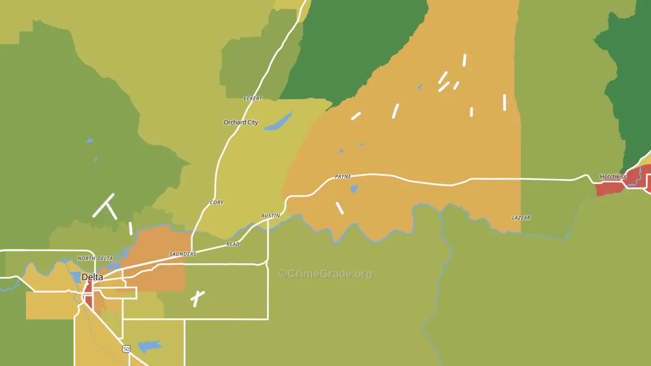 Delta County, CO Map of Assault Rates