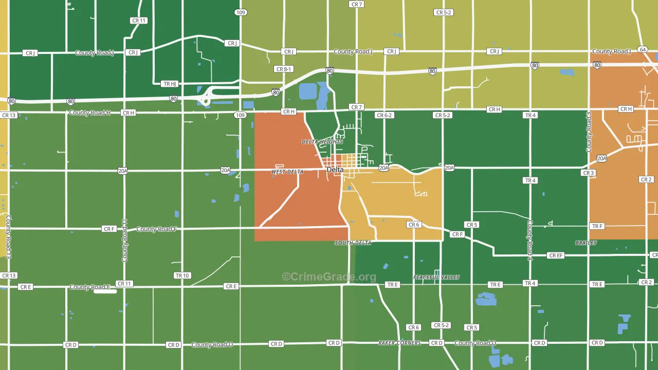 Delta, OH Map of Assault Rates