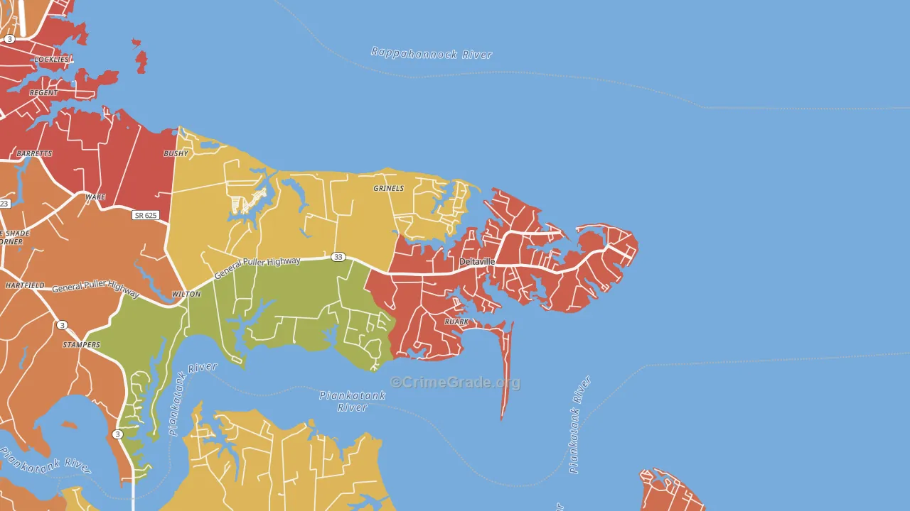 Deltaville, VA Map of Assault Rates
