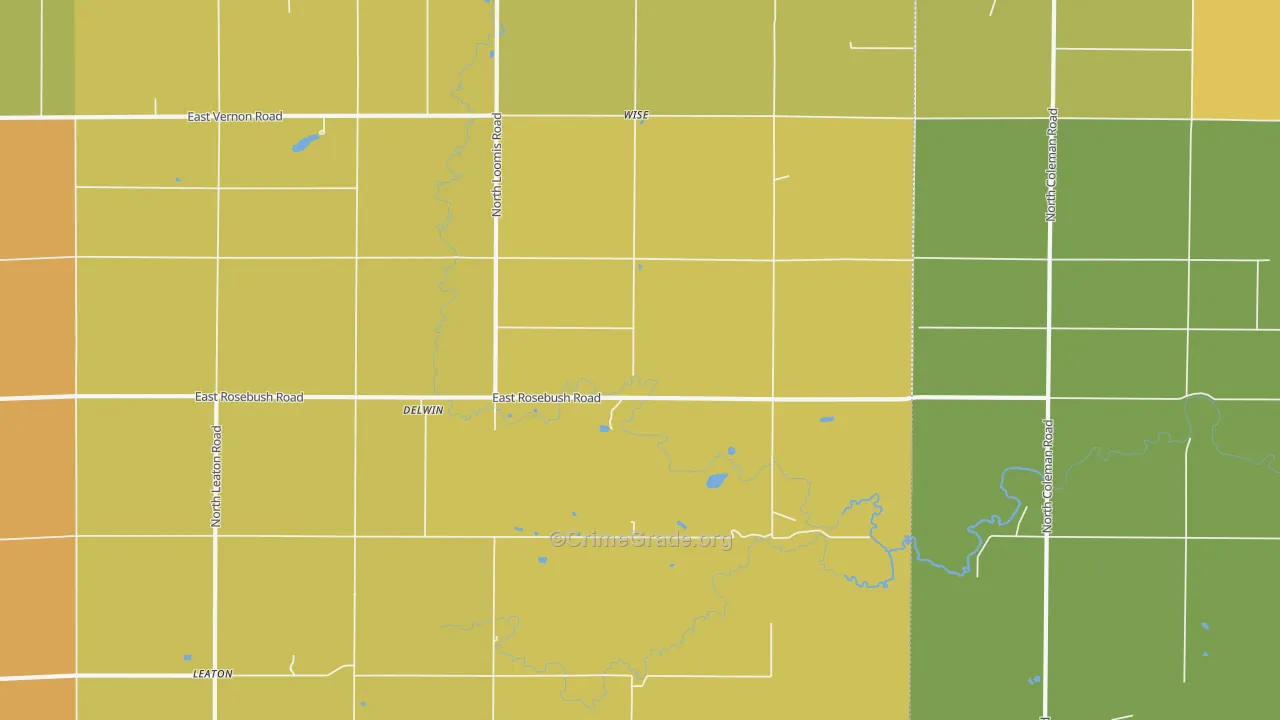 Delwin, MI Map of Assault Rates