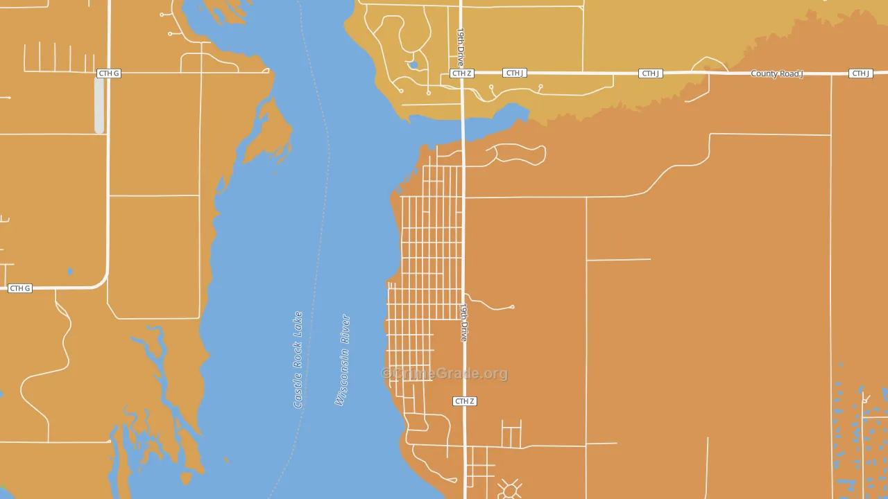 Delwood, WI Map of Assault Rates