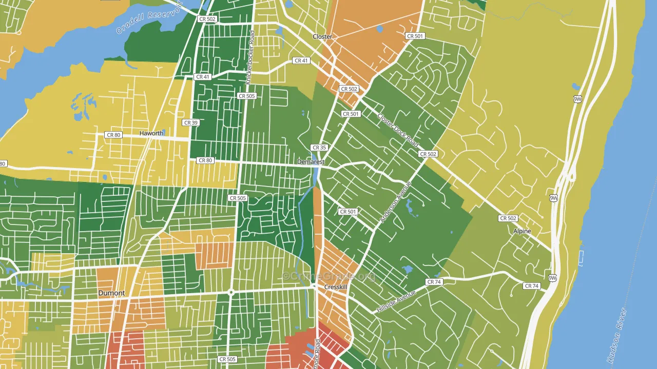 DeMarest, NJ Map of Assault Rates