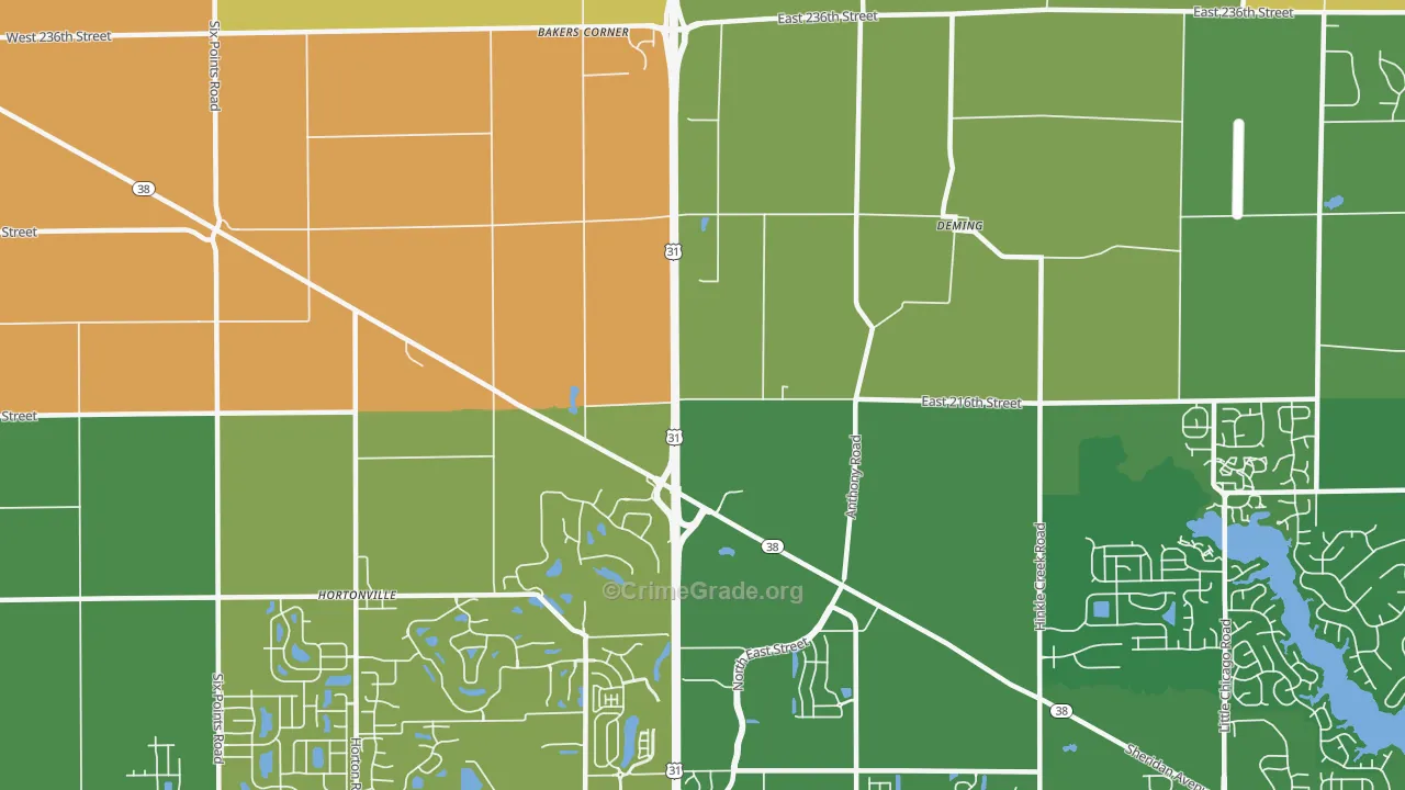 Deming, IN Map of Assault Rates