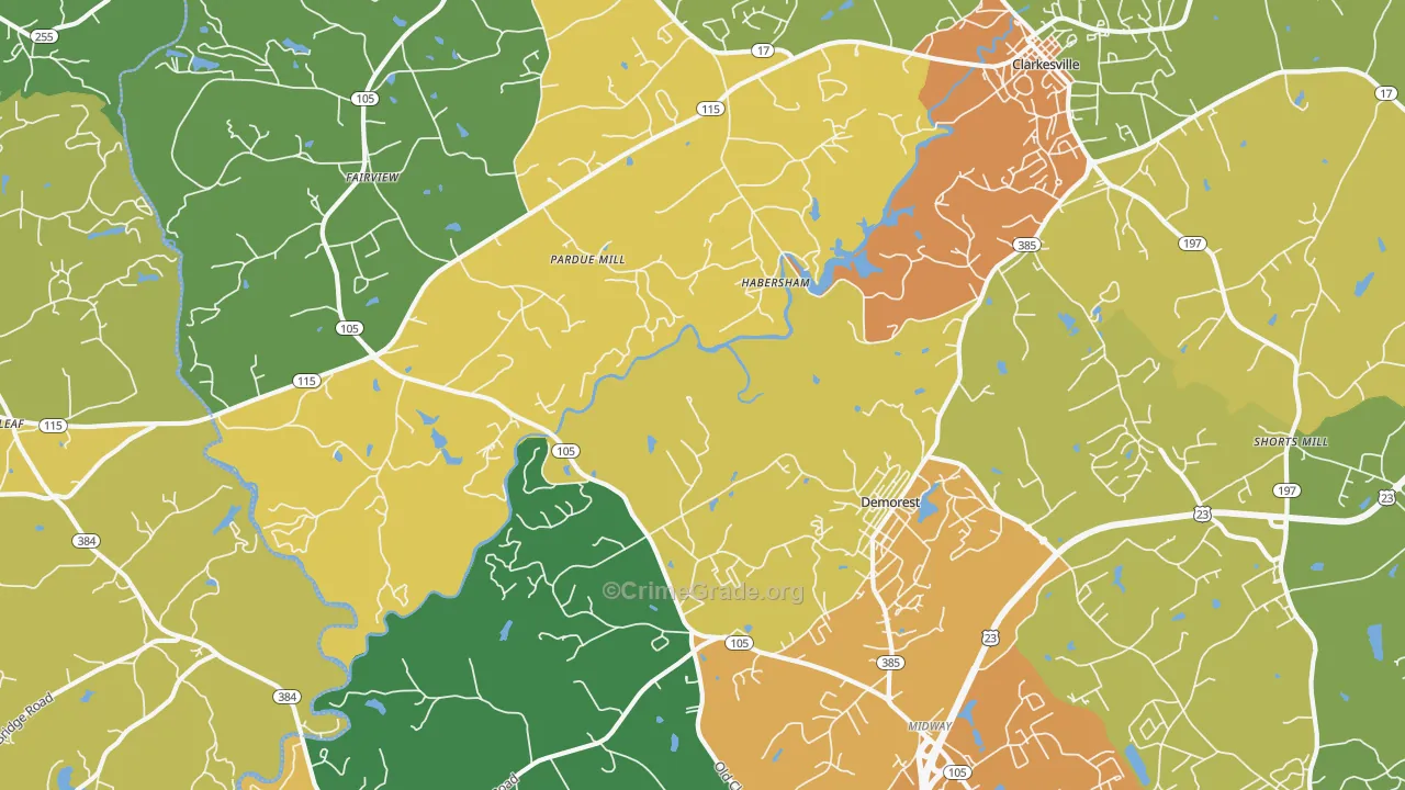Demorest, GA Map of Assault Rates