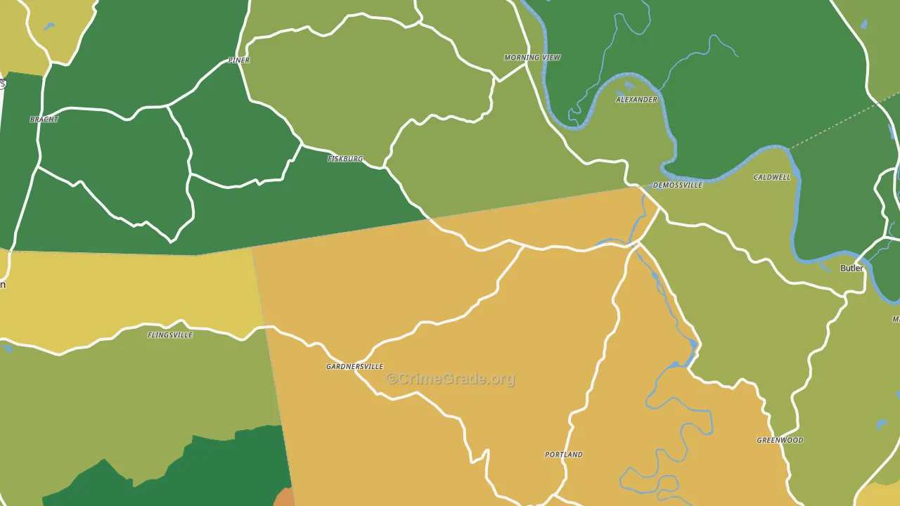 DeMossville, KY Map of Assault Rates