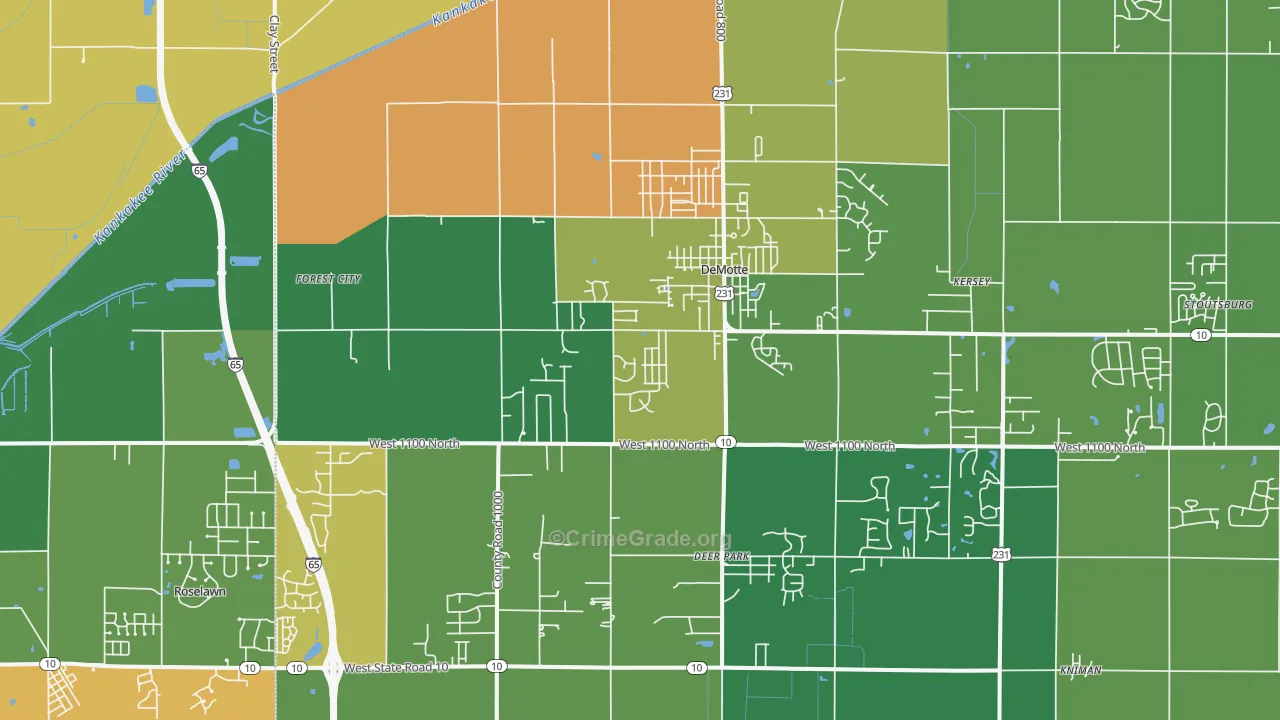 DeMotte, IN Map of Assault Rates