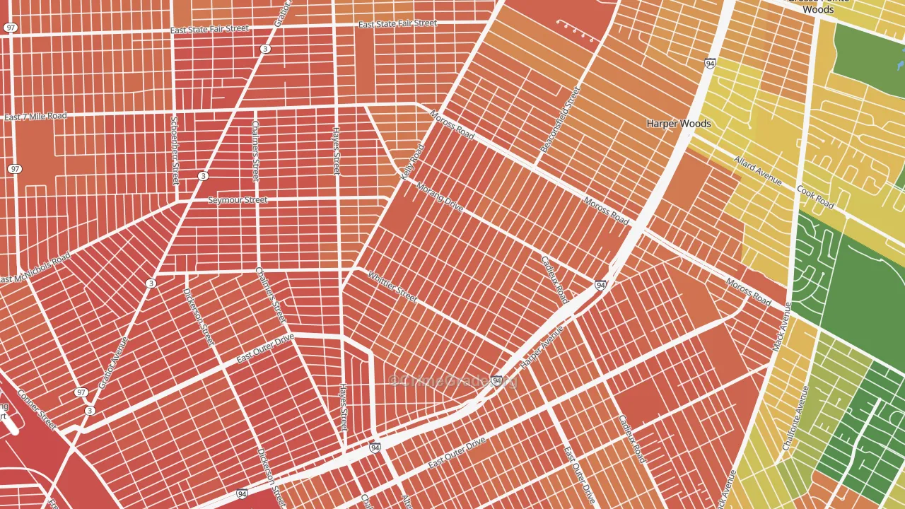 Denby, Detroit, MI Map of Assault Rates