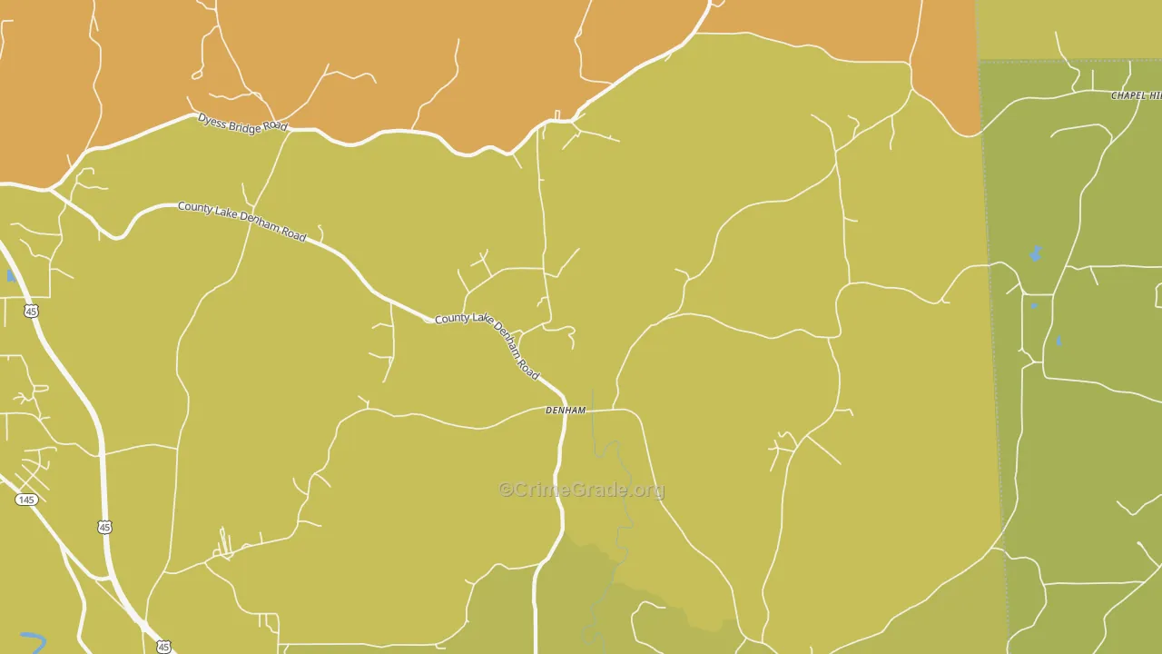 Denham, MS Map of Assault Rates