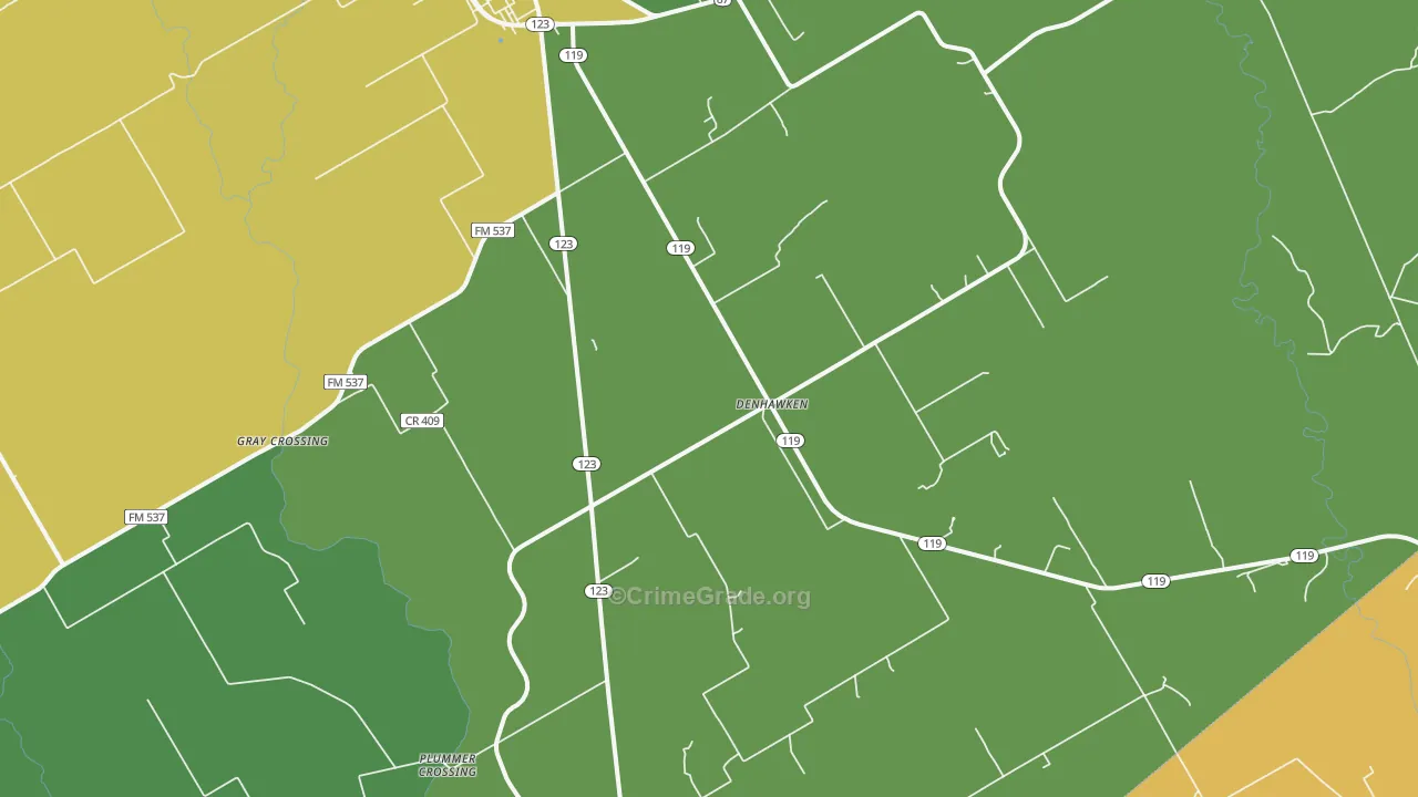 Denhawken, TX Map of Assault Rates