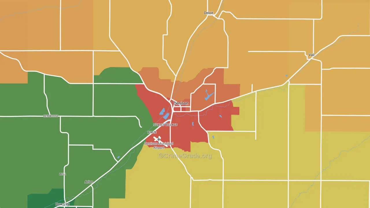 Denison, IA Map of Assault Rates