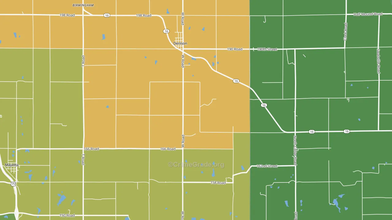 Denison, KS Map of Assault Rates