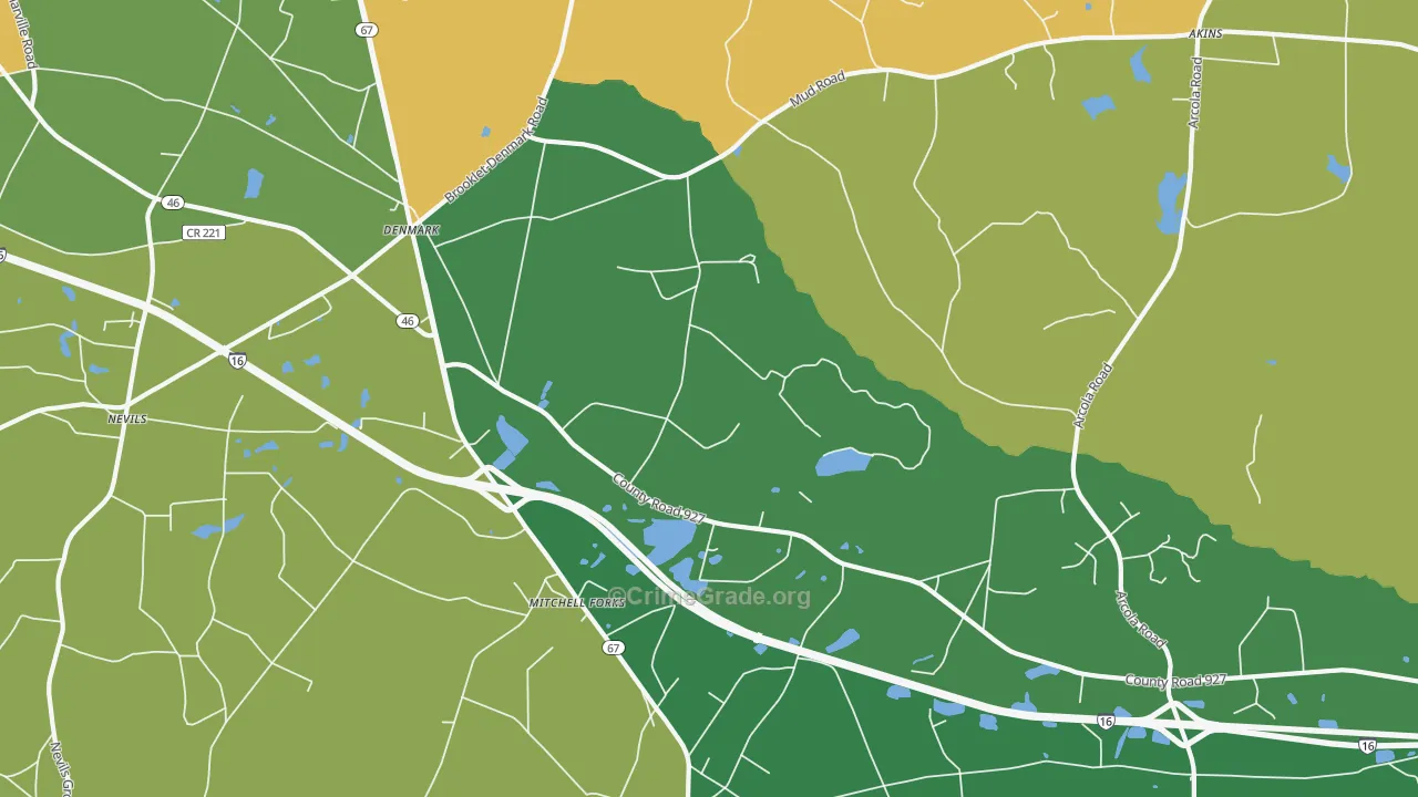 Denmark, GA Map of Assault Rates
