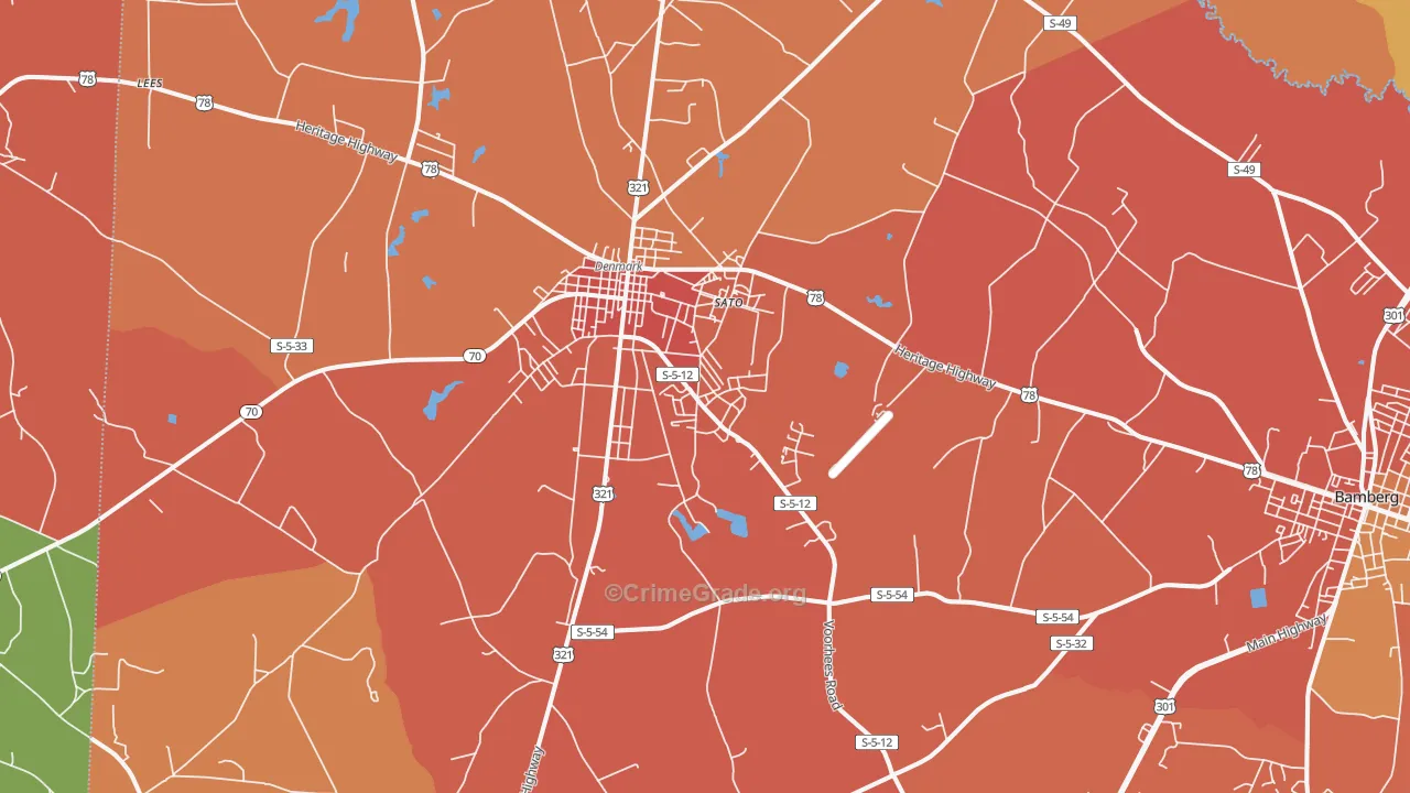 Denmark, SC Map of Assault Rates