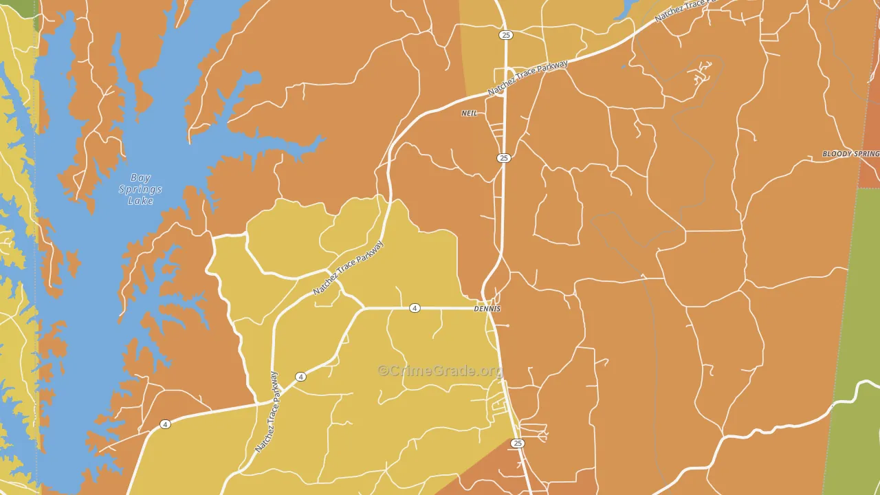 Dennis, MS Map of Assault Rates