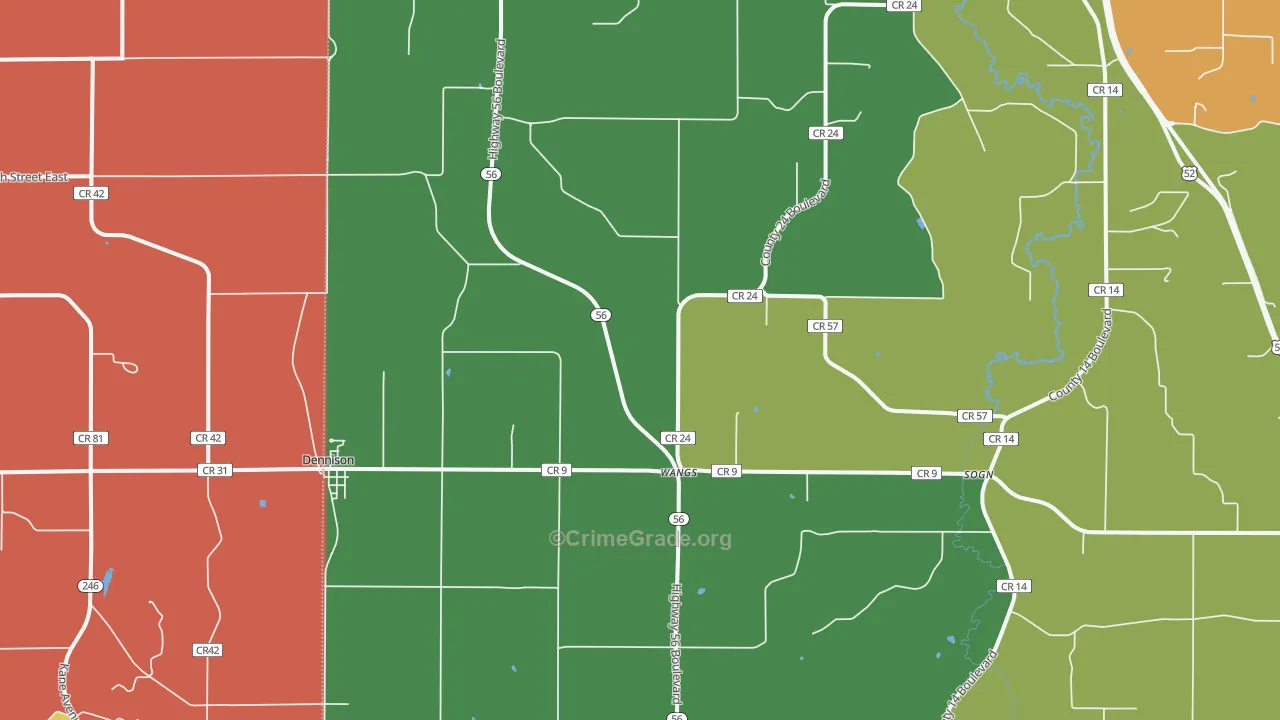 Dennison, MN Map of Assault Rates