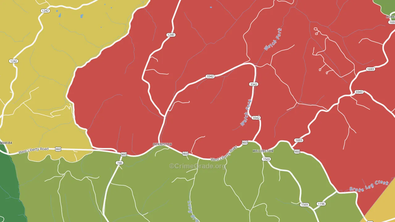 Denniston, KY Map of Assault Rates