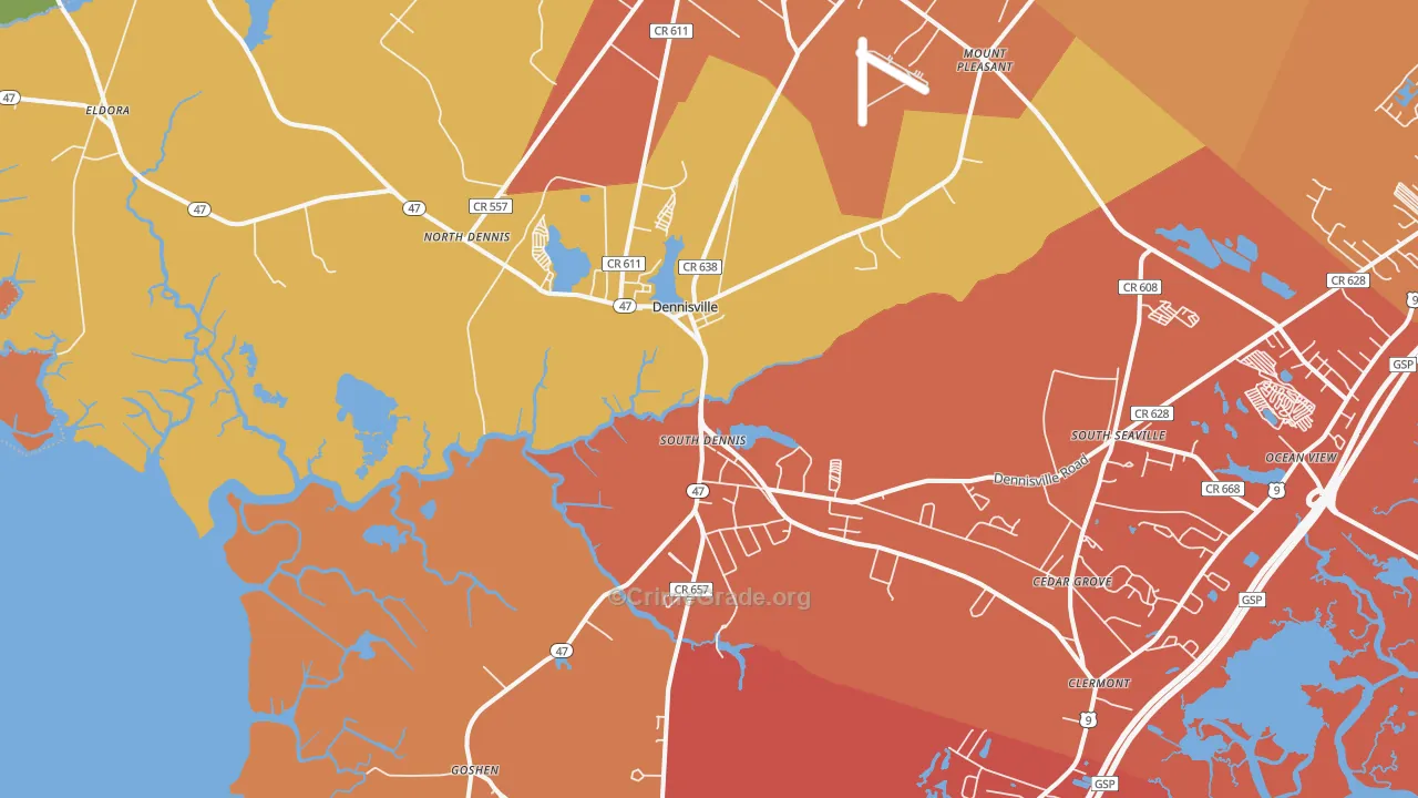 Dennisville, NJ Map of Assault Rates