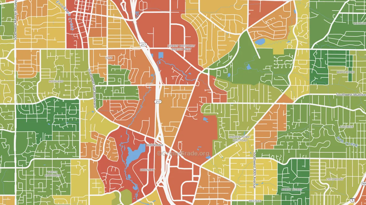 Denny Whitford, Beaverton, OR Map of Assault Rates