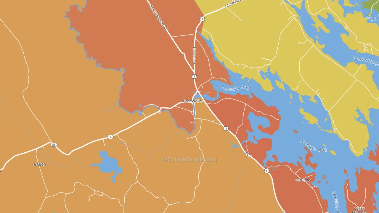 Dennysville, ME Map of Assault Rates