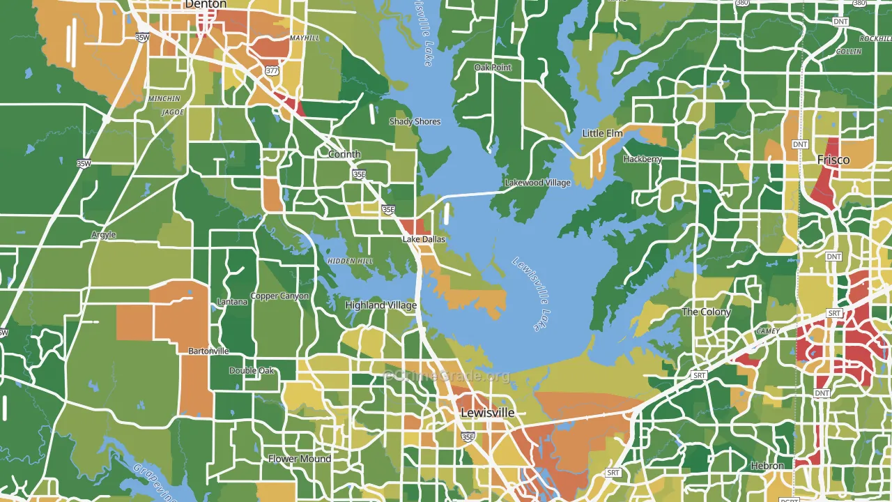 Denton County, TX Map of Assault Rates