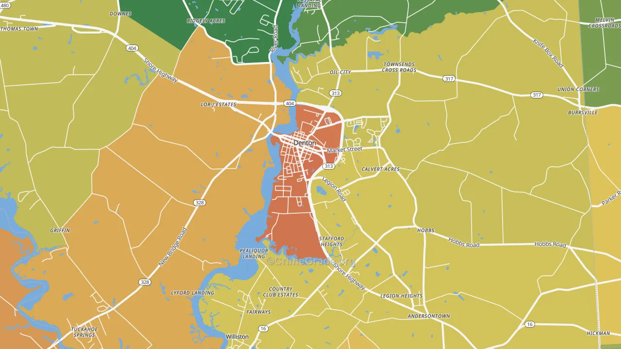 Denton, MD Map of Assault Rates