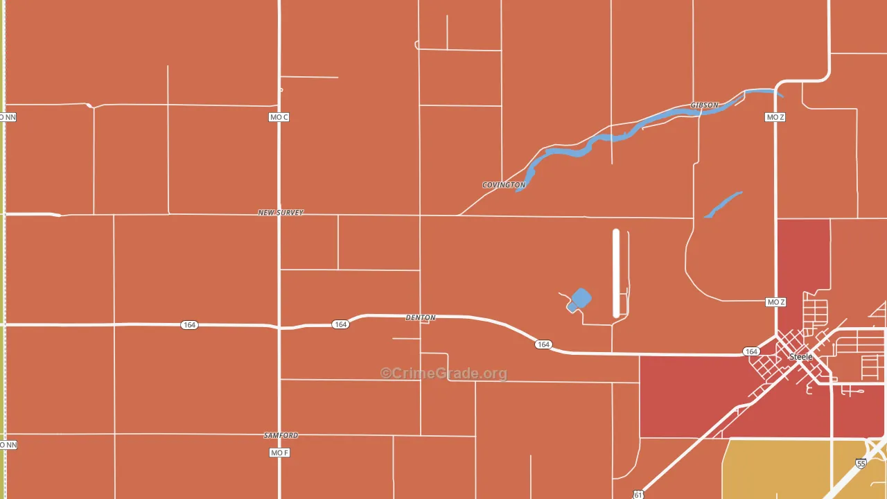 Denton, MO Map of Assault Rates