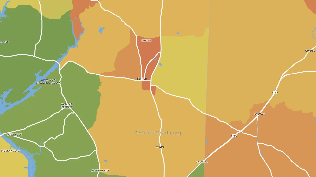 Denton, NC Map of Assault Rates