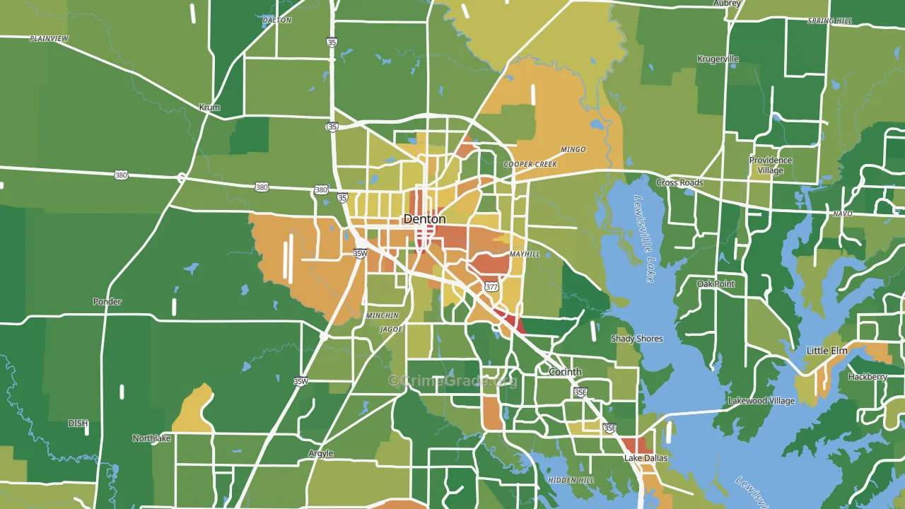 Denton, TX Map of Assault Rates