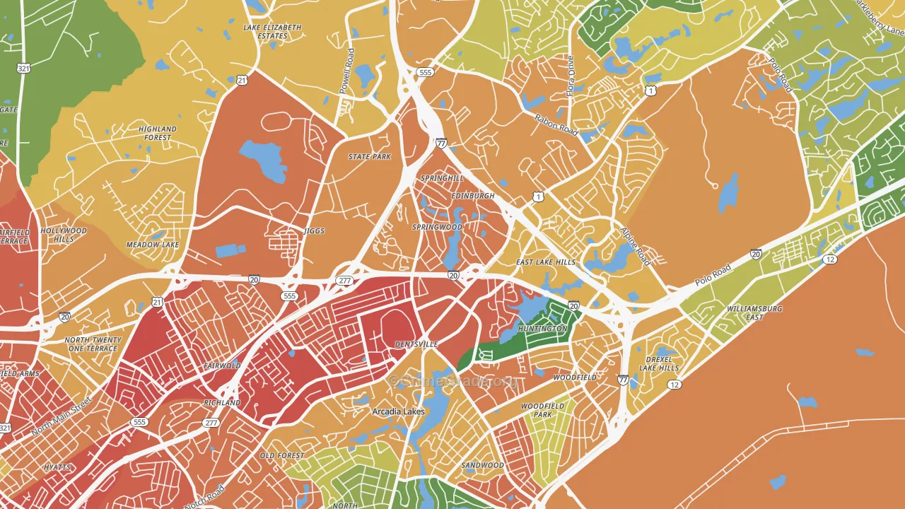 Dentsville, SC Map of Assault Rates